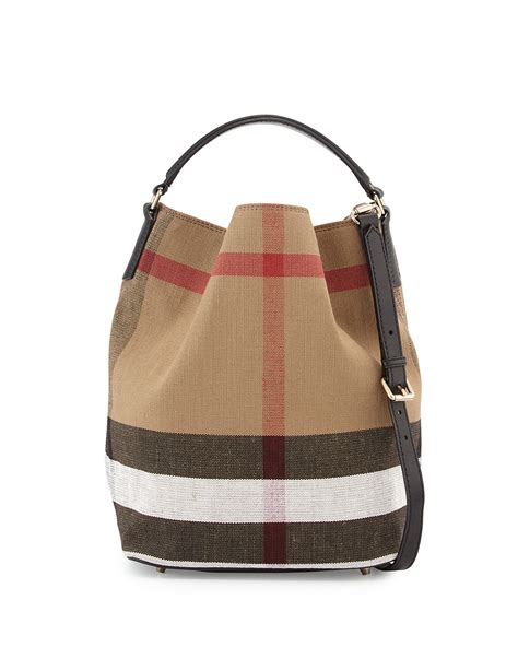 burberry medium ashby bucket tote black|Burberry The Ashby Medium Canvas Check Tote .